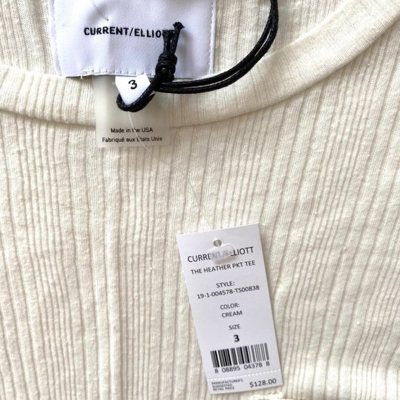 Current Elliott The Heather Pocket Tee Cream - Picture 3 of 4